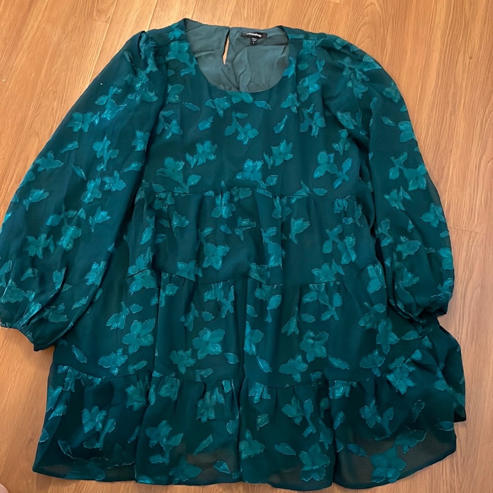 MITTOSHOP Large green floral tier dress